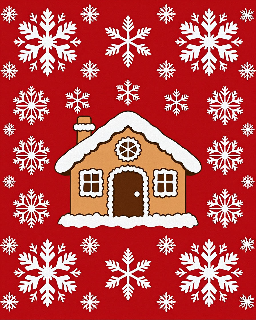Gingerbread House Snowflake Scene Rug