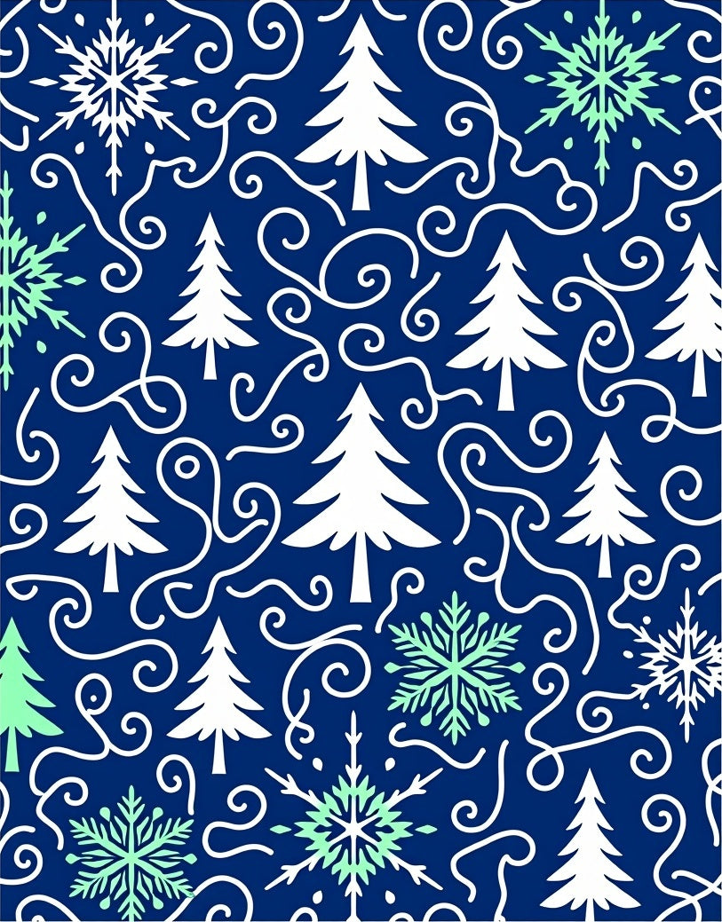 Winter Forest Snowflake Swirls Rug