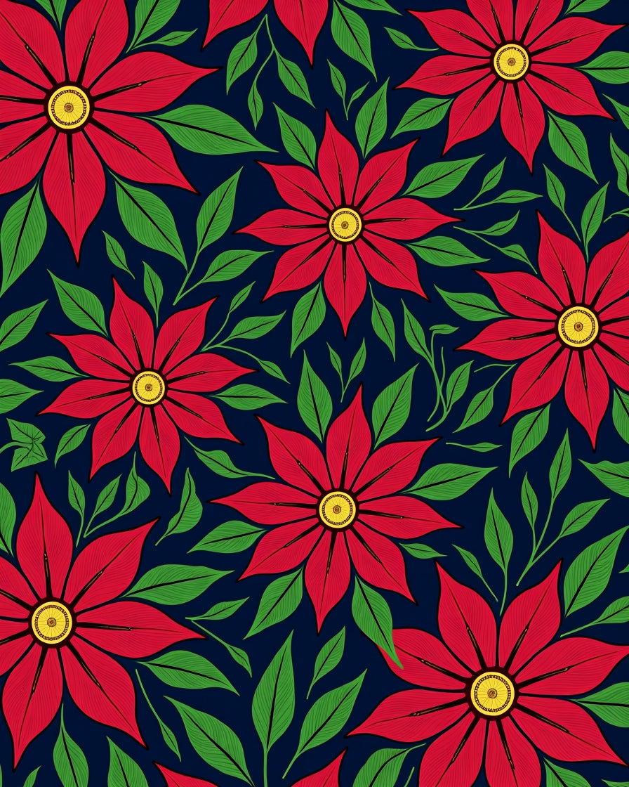 Crimson Floral Vine Navy Backyard Accent Rug