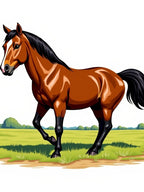 Brown Horse Galloping Through Green Field Rug