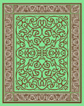 Mint Green Brown Intertwined Scrollwork Rug