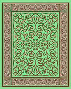 Mint Green Brown Intertwined Scrollwork Rug