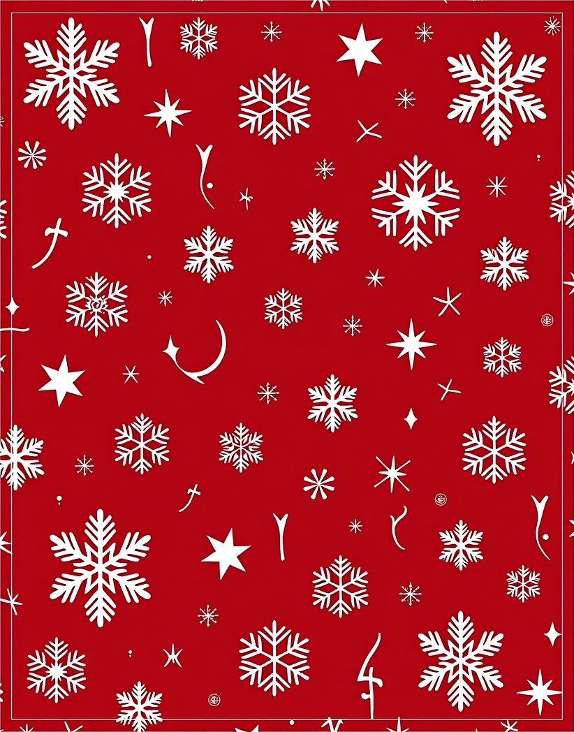 Red White Snowflake Winter Celebration Rug