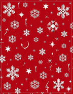 Red White Snowflake Winter Celebration Rug