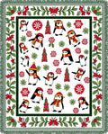 Festive Penguin Garland Christmas Rug