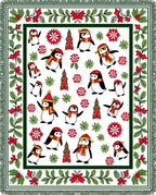 Festive Penguin Garland Christmas Rug