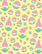 Cute Pink Mushroom Meadow Rug