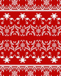 Red White Snowflake Folk Art Rug