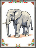 Graceful Elephant In Colorful Floral Border Rug