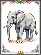 Graceful Elephant In Colorful Floral Border Rug