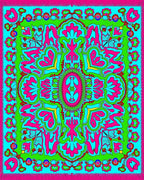 Vibrant Pink and Aqua Floral Medallion Rug