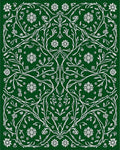 Emerald Green Floral Snowflake Vines Rug