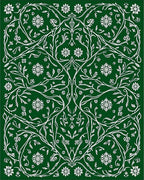 Emerald Green Floral Snowflake Vines Rug