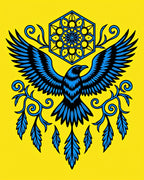 Blue Raven Hexagon Floral Yellow Rug
