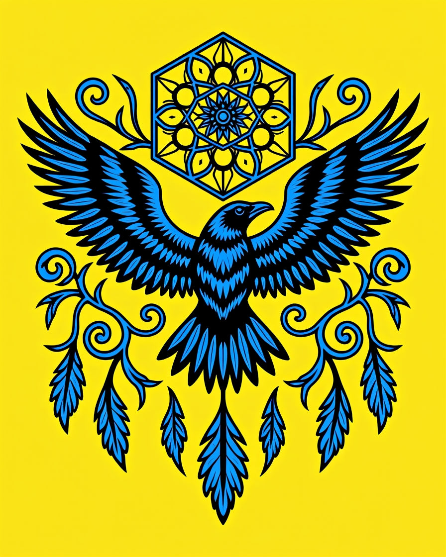 Blue Raven Hexagon Floral Yellow Rug