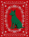 Emerald Dog Snowflake Border Red Rug