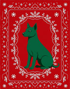 Emerald Dog Snowflake Border Red Rug