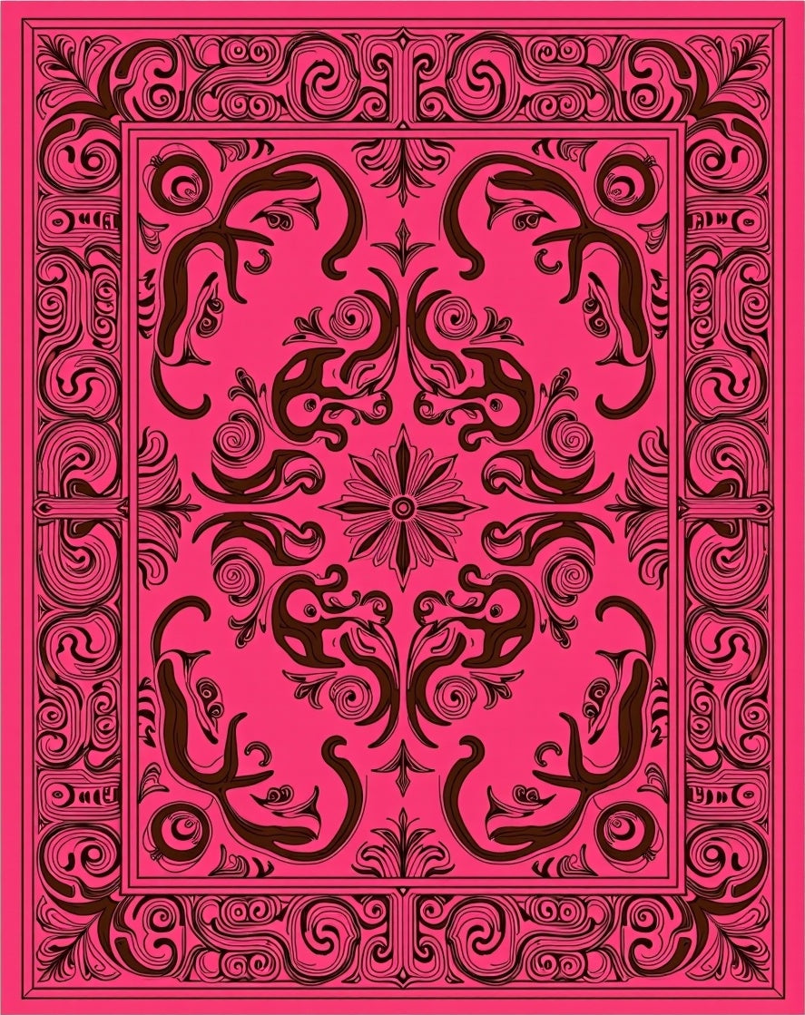Fuchsia Swirl Floral Baroque Rug