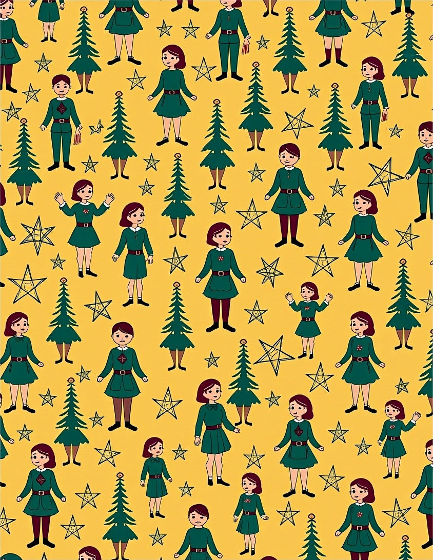 Green Children And Stars Rug