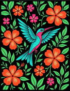 Vibrant Hummingbird Tropical Floral Rug