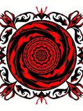 Bold Crimson Swirl Mandala Floral Rug