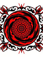 Bold Crimson Swirl Mandala Floral Rug
