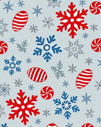 Red Blue Snowflake Candy Collection Rug
