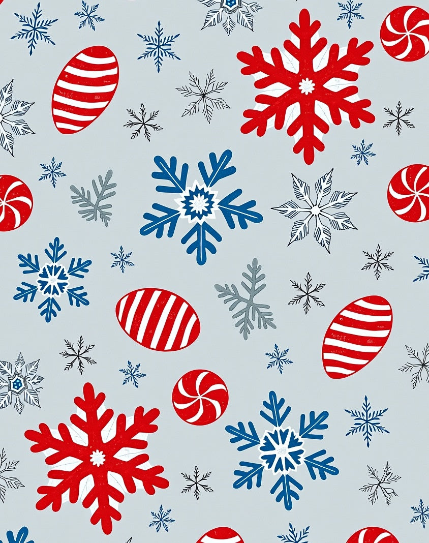 Red Blue Snowflake Candy Collection Rug