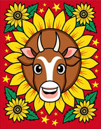 Whimsical Brown Cow Sunflower Garden Rug