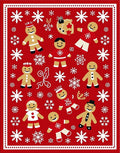 Festive Red Gingerbread Snowflakes Rug