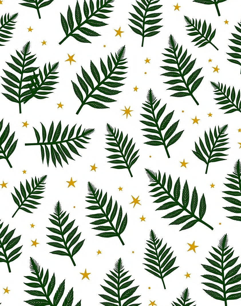 Dark Green Fern Starry Night Background Rug