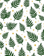 Dark Green Fern Starry Night Background Rug