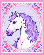 Whimsical Lilac Horse Oval Frame Rug