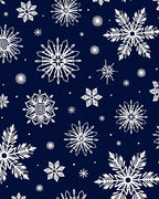 White Snowflake Navy Winter Overlay Rug