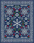 Deep Blue Winter Snowflakes Berry Medallion Rug