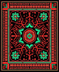Bold Red Black Floral Medallion Rug