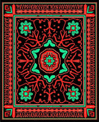 Bold Red Black Floral Medallion Rug