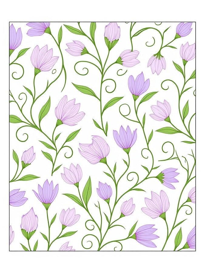 Pastel Lavender Floral Vine Accents Rug