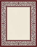 Deep Burgundy Ornate Scroll Border Rug