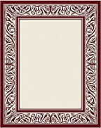 Deep Burgundy Ornate Scroll Border Rug