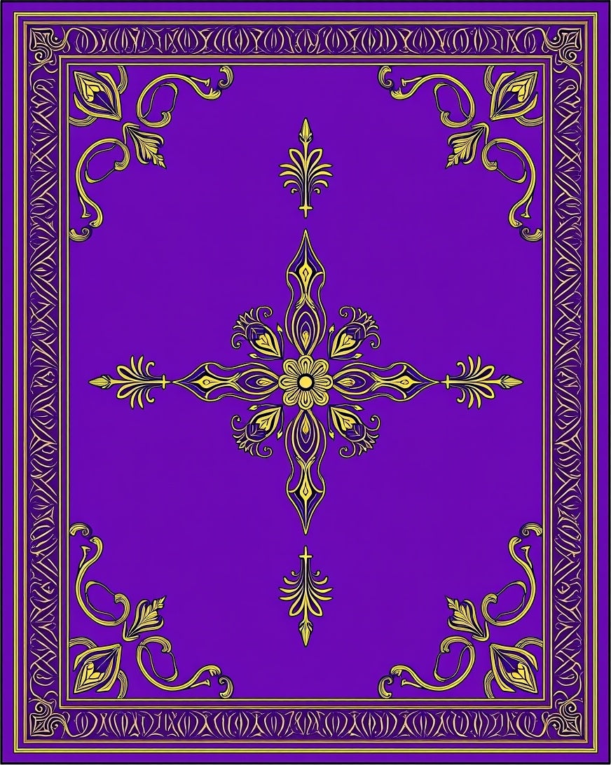 Royal Purple Gold Medallion Scroll Rug