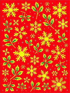 Festive Red Snowflake Holly Cluster Rug