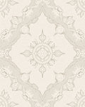 Neutral Beige Floral Medallion Mandala Rug