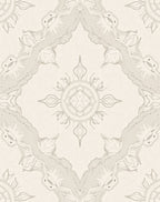 Neutral Beige Floral Medallion Mandala Rug