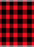 Crimson Lumberjack Squares With Fringe Rug
