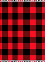 Crimson Lumberjack Squares With Fringe Rug