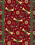Festive Red Gold Poinsettia Bows Rug