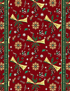 Festive Red Gold Poinsettia Bows Rug