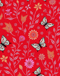 Crimson Butterfly Garden Whimsy Rug