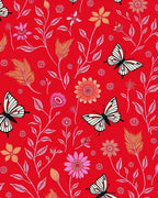 Crimson Butterfly Garden Whimsy Rug